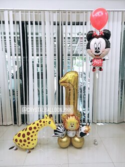 ลูกโป่ง วันเกิดเด็ก Theme Minnie Mouse พร้อม ฟอยล์ยีราฟ ลากจูง 1 ชิ้น พร้อม ฟอยล์ตัวเลข ขนาด 40" ตั้งฐาน 1 ชิ้น พร้อมตกเเต่ง สามารถเปลี่ยนสีลูกโป่ง/เปลี่ยนฟอยล์ตกแต่งได้