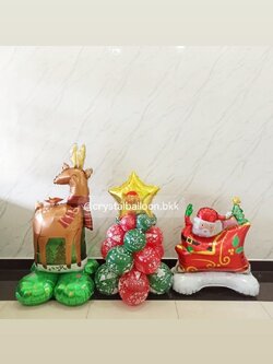 ต้นลูกโป่ง Christmas ฟอยล์ดาว ขนาด 18" 1 ต้น สูง 60 ซม. พร้อม ฟอยล์กวาง 1 ชิ้น,ฟอยล์แซนต้า 1 ชิ้น พร้อมตกแต่ง สามารถเปลี่ยนสีลูกโป่ง/เปลี่ยนข้อความ/เปล