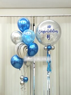 ลูกโป่ง รับปริญญา Bubble ขนาด 24" พร้อม ช่อลูกโป่งโครเมี่ยม ช่อ 9 ลูก 1 ช่อ,ลูกโป่ง ลายหิน USA 1 ลูก พร้อมตกเเต่ง สามารถเปลี่ยนสีลูกโป่ง/เปลี่ยนข้อความ/เปลี่ยนขนาดได้