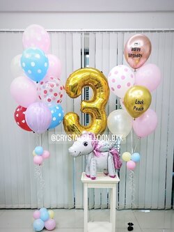 ลูกโป่ง วันเกิดเด็ก ช่อลูกโป่ง 10 ลูก 1ช่อ ช่อลูกโป่ง 7 ลูก 1 ช่อ พร้อมตกแต่ง ฟอยล์ Unicorn ตั้งพื้น 1 ชิ้น,ฟอยล์ตัวเลข ขนาด 40" 1 ชิ้น สามารถเปลี่ยนสีลูกโป่ง/เปลี่ยนสี-ฟอยล์ตัวเลข/ฟอยล์ตกแต่งได้