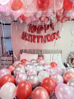 ลูกโป่ง วันเกิด ฟอยล์ตัวอักษร Happy Birthday ขนาด 16" 1 ชิ้น พร้อม ลูกโป่งลอยฝ้า 60 ลูก,ลูกโป่งโปรยพื้น 60 ลูก พร้อมตกแต่ง สามารถเปลี่ยนสีลูกโป่ง/เปลี่ยนสี-ฟอยล์ตัวอักษรได้