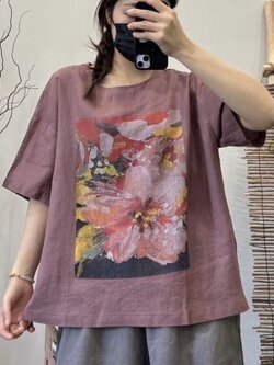 เสื้อผ้าลินินลายพิมพ์ทรงโอเวอร์ไซส์