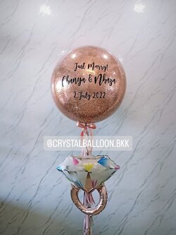 ลูกโป่ง งานแต่ง Bubble ขนาด 36" สีโรสโกล พร้อมตกแต่ง ฟอยล์แหวน 1 ชิ้น สามารถเปลี่ยนสีลูกโป่ง/เปลี่ยนข้อความ/เปลี่ยนขนาด/เปลี่ยนฟอยล์ตกแต่งได้