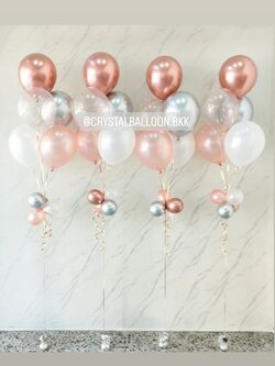 ลูกโป่ง งานแต่ง ช่อลูกโป่ง ช่อ 5 ลูก 4 ช่อ Theme สีโรสโกล พร้อมตกแต่ง สามารถเปลี่ยนสีลูกโป่งได้