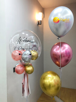ลูกโป่ง Welcome Baby Bubble USA ขนาด 24" พร้อมตกแต่ง ช่อลูกโป่งโครเมี่ยม 3 ลูก 1 ช่อ สามารถเปลี่ยนสีลูกโป่ง/เปลี่ยนข้อความได้