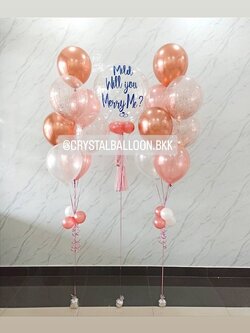 ลูกโป่ง Will You Marry Me? Bubble ขนาด 24" พร้อมตกแต่ง ช่อลูกโป่ง ช่อ 7 ลูก 2 ช่อ,ลูกโป่งใส ใส่กลิตเตอร์ สามารถเปลี่ยนสีลูกโป่ง/เปลี่ยนข้อความ/เปลี่ยนขนาดได้