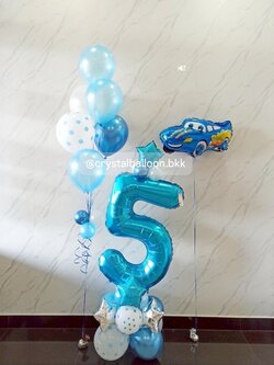 ลูกโป่ง วันเกิดเด็ก ลูกโป่งช่อ 6 ลูก 1 ช่อ ,ฟอยล์ตัวเลข 40" ตั้งฐาน 1 ชิ้น พร้อม ฟอยล์cars สีน้ำเงิน เป่าลอย 1 ชิ้น พร้อมตกเเต่ง สามารถเปลี่ยนสีลูกโป่ง/ข้อความสามารถเปลี่ยนได้