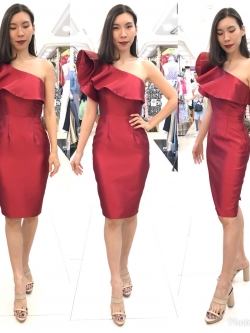 ชุดเพื่อนเจ้าสาว ชุดราตรีสั้น Dahlia - Ruffle should & pencil skirt