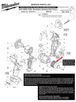 หัวจับดอกสว่าน สว่านไร้สาย Milwaukee มิลวอกี้ M18FPD2 Pn.673410005 (แท้-สั่ง)