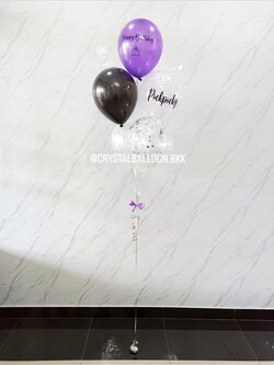 ลูกโป่ง วันเกิด ช่อลูกโป่ง 5 ลูก 1 ช่อ,ลูกโป่งใส ใส่ คอนเฟตติ พร้อมตกแต่ง สามารถเปลี่ยนสีลูกโป่ง/เปลี่ยนสีข้อความได้