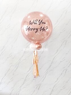 ลูกโป่ง Will You Marry Me? Bubble ขนาด 24" กลิตเตอร์สีโรสโกล พร้อมตกแต่ง สามารถเปลี่ยนสีลูกโป่ง/เปลี่ยนข้อความ/เปลี่ยนขนาดได้