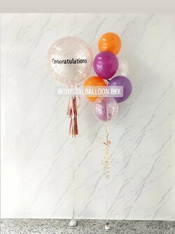 ลูกโป่ง รับปริญญา Bubble ขนาด 24" กลิตเตอร์สีแชมเปญ 1 ลูก พร้อม ช่อลูกโป่ง ช่อ 7 ลูก 1 ช่อ พร้อมตกแต่ง สามารถเปลี่ยนสีลูกโป่ง/เปลี่ยนข้อความ/เปลี่ยนขนาดได้