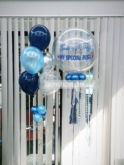 ลูกโป่ง วันเกิด Bubble ขนาด 24" พร้อม ช่อลูกโป่ง ช่อ 5 ลูก 1 ช่อ,ลูกโป่งใส ใส่กลิตเตอร์ พร้อมตกเเต่ง สามารถเปลี่ยนสีลูกโป่ง/เปลี่ยนข้อความ/เปลี่ยนขนาดได้
