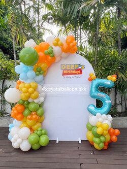 Organic Backdrop วันเกิดเด็ก ฉาก U คว่ำ ขนาด สูง 2.2 เมตร กว้าง 140 ซม. (ฉากสีขาว) พร้อม ฟอยล์ตัวเลข ขนาด 40" 1 ชิ้น พร้อมตกแต่ง สามารถเปลี่ยนสีลูกโป่ง/เปลี่ยนข้อความ/เปลี่ยนสี-ฉากได้