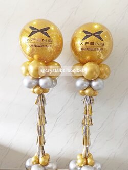 เสาลูกโป่ง เปิดงาน Bubble ขนาด 24" กลิตเตอร์สีทอง 2 เสา พร้อมตกแต่ง สามารถเปลี่ยนสีลูกโป่ง/เปลี่ยนข้อความได้