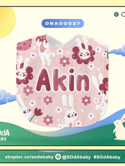 ผ้าซับน้ำลาย ใส่ชื่อได้ Rabbit Cuties Collection I รหัส DBA00027 #SOdAbaby #RabbitCutiesCollection