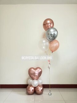 ลูกโป่ง วันเกิด ช่อลูกโป่ง ช่อ 5 ลูก 1 ช่อ พร้อม ฟอยล์หัวใจ ขนาด 18" ตั้งฐาน 1 ชิ้น พร้อมตกแต่ง สามารถเปลี่ยนสีลูกโป่ง/เปลี่ยนสี-ฟอยล์ตกแต่ง/เปลี่ยนข้อความได้