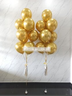 ลูกโป่ง แสดงความยินดี ช่อลูกโป่ง ช่อ 10 ลูก 2 ช่อ Theme สีทอง พร้อม พู่สีเงินขาว พร้อมตกเเต่ง สามารถเปลี่ยนสีลูกโป่งได้