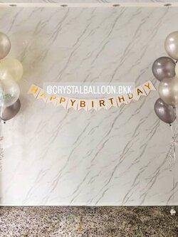 ลูกโป่ง วันเกิด ช่อลูกโป่ง 7 ลูก 2 ช่อ พร้มตกแต่ง ป้ายธง Happy Birthday 1 ชิ้น สามารถเปลี่ยนสีลูกโป่ง/เปลี่ยนสี-ป้ายธงได้