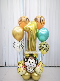 ลูกโป่ง วันเกิดเด็ก ฟอยล์ตัวเลข ขนาด 40" ตั้งฐาน 1 ชิ้น พร้อม ช่อลูกโป่งแฟนซี ช่อ 3 ลูก 2 ช่อ พร้อมตกเเต่ง สามารถเปลี่ยนสีลูกโป่ง/เปลี่ยนสี-ฟอยล์ตัวเลขได้