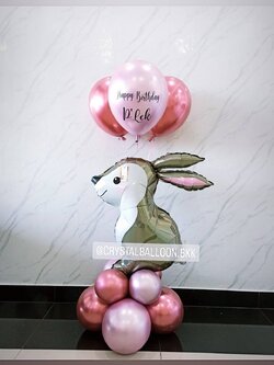 ลูกโป่ง วันเกิด ช่อลูกโป่ง 3 ลูก 1 ช่อ พร้อมตกแต่ง ฟอยล์กระต่าย ตั้งฐาน 1 ชิ้น สามารถเปลี่ยนสีลูกโป่ง/เปลี่ยนสี-ฟอยล์/เปลี่ยนข้อความได้