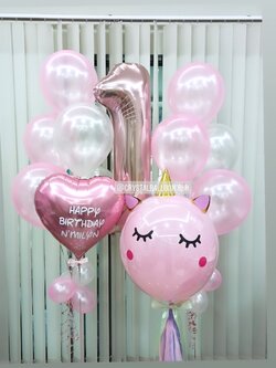ลูกโป่ง วันเกิดเด็ก Theme Mini Unicorn ขนาด 18" 1 ชิ้น พร้อม ช่อลูกโป่ง ช่อ 5 ลูก 2 ช่อ พร้อม ฟอยล์หัวใจ ขนาด 18" 1 ชิ้น,ฟอยล์ตัวเลข ขนาด 40" 1 ชิ้น พร้อมตกเเต่ง สามารถเปลี่ยนสีลูกโป่ง/เปลี่ยนข้อความ/เปลี่ยนสี-ฟอยล์ตัวเลข/เปลี่ยนฟอยล์ตกแต่ง
