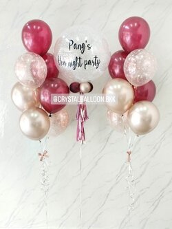 ลูกโป่ง Bride to be Bubble ขนาด 24" กลิตเตอร์สีขาว พร้อม ช่อลูกโป่ง ช่อ 7 ลูก 2 ช่อ พร้อมตกเเต่ง สามารถเปลี่ยนสีลูกโป่ง/เปลี่ยนสี-ข้อความได้