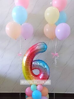 ลูกโป่ง วันเกิดเด็ก ฟอยล์ตัวเลข ขนาด 40" สีรุ้ง พร้อม ช่อลูกโป่ง ช่อ 5 ลูก 2 ช่อ สีพาสเทล พร้อมตกเเต่ง สามารถเปลี่ยนสีลูกโป่ง/เปลี่ยนสี-ฟอยล์ตกเเต่งได้