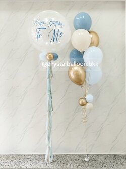 ลูกโป่ง วันเกิด Bubble ขนาด 36" กลิตเตอร์สีขาวมุก 1 ลูก พร้อม ช่อลูกโป่ง ช่อ 7 ลูก 1 ช่อ พร้อมตกแต่ง สามารถเปลี่ยนสีลูกโป่ง/เปลี่ยนข้อความ/เปลี่ยนขนาดได้