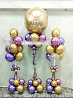 เสาลูกโป่ง เปิดร้าน ลูกโป่งยาง ขนาด 36" สีทองอ่อนโครเมี่ยม 1 เสา พร้อม เสาช่อลูกโป่ง ช่อ 10 ลูก 2 เสา พร้อมตกแต่ง สามารถเปลี่ยนสีลูกโป่ง/เปลี่ยนข้อความได้