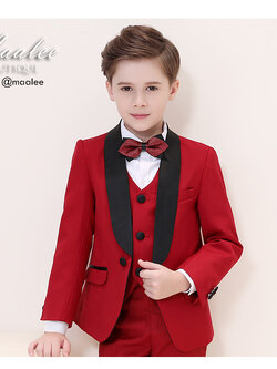 พร้อมเช่า ชุดสูทเด็กชาย สีแดง **พร้อมเช่าไซส์ 120,130,140,150,160,170**