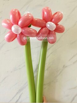 Flower Balloon Small Bouquet ช่อดอกเดซี่ 2 ดอก สีโรสโกลด์ พร้อมตกแต่ง สามารถเปลี่ยนสีลูกโป่งได้