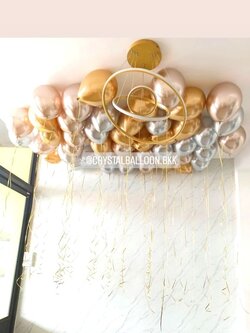 ลูกโป่ง วันเกิด ลูกโป่งลอยฝ้า 50 ลูก Theme สีแชมเปญโกลโครเมี่ยม-ทองโครเมี่ยม-เงินโครเมี่ยม พร้อมตกแต่ง สามารถเปลี่ยนสีลูกโป่งได้