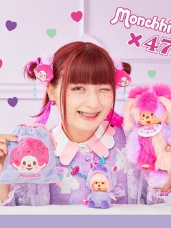 ‼️Super rare item!! Monchhichi x 475 (Shinako) สเปคพิเศษตัวตุ๊กตาจะมีกลิ่นของ "สายไหมสตรอเบอร์รี่" ของแท้ 100%