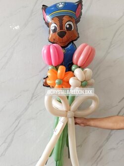 ลูกโป่ง Flower Balloon ฟอยล์ Paw Patrol Small Bouquet 4 ดอก พร้อมตกแต่ง สามารถเปลี่ยนสีลูกโป่งได้