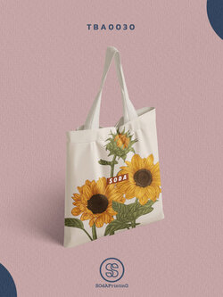 กระเป๋าผ้าแคนวาส พิมพ์ลาย Sunflower TBA0030 #SOdABag #SOdAPrintinG #กระเป๋า #กระเป๋าผ้า