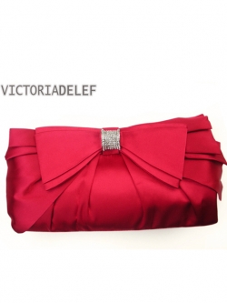พร้อมส่ง Evening Clutch กระเป๋าออกงาน VictoriaDelef ผ้าซาติน สีชมพู
