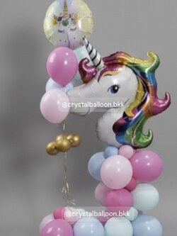 ลูกโป่งวันเกิดเด็ก ฟอยล์หัวยูนิคอร์น ตั้งฐาน 1 ชิ้น , ฟอยล์กลมยูนิคอร์น เป่าลอย 1 ชิ้น พร้อมลูกโป่งตกแต่ง , ลูกโป่งสามารถเปลี่ยนสีได้