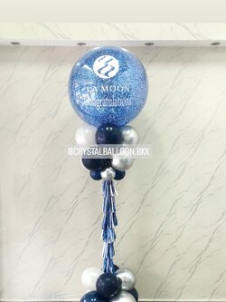 เสาลูกโป่ง เปิดร้าน Bubble ขนาด 36" กลิตเตอร์สีน้ำเงิน 1 เสา พร้อมตกแต่ง สามารถเปลี่ยนสีลูกโป่ง/เปลี่ยนข้อความได้