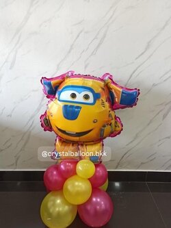 ลูกโป่งฟอยล์โรโบคาร์ โพลิตั้งฐาน 1 ชิ้น , พร้อมตกแต่ง สามารถเปลี่ยนฟอยล์ตกแต่งได้