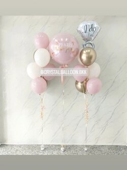ลูกโป่ง Bride To Be ลูกโป่งยาง สี Dusk Pink ขนาด 24" 1 ลูก พร้อม ประดับโบว์จิ๋ว 4 ชิ้น,ช่อลูกโป่ง ช่อ 7 ลูก 1 ช่อ,ช่อลูกโป่งฟอยล์แหวน ช่อ 7 ลูก 1 ช่อ พร้อมตกแต่ง สามารถเปลี่ยนสีลูกโป่ง/เปลี่ยนข้อความ/เปลี่ยนขนาด/เปลี่ยนฟอยล์ตกแต่งได้