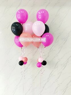 ลูกโป่ง วันเกิด ช่อลูกโป่ง ช่อ 5 ลูก 2 ช่อ Theme Black Pink พร้อมตกแต่ง สามารถเปลี่ยนสีลูกโป่งได้