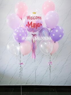 ลูกโป่ง Welcome Baby Bubble USA 24" Theme ม่วง-ชมพู พร้อม ช่อลูกโป่ง 7 ลูก 2 ช่อ,ลูกโป่งลายหิน USA 2 ลูก สามารถเปลี่ยนสีลูกโป่ง/เปลี่ยนข้อความได้