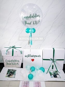 Surprise Box กล่องเซอร์ไพรส์แสดงความยินดี Bubble ขนาด 24'' พร้อมตกแต่ง สามารถใส่รูปได้ 4 รูป สามารถเปลี่ยนสีลูกโป่ง/เปลี่ยนข้อความได้