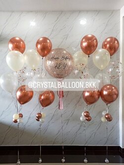 ลูกโป่ง วันเกิด Bubble ขนาด 24" พร้อมตกแต่ง ช่อลูกโป่ง 5 ลูก 4 ช่อ,ลูกโป่งใส ใส่ Confetti สามารถเปลี่ยนสีลูกโป่ง/เปลี่ยนข้อความ/เปลี่ยนขนาดได้