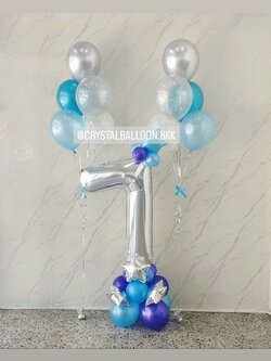 ลูกโป่ง วันเกิดเด็ก ฟอยล์ตัวเลข ขนาด 40" ตั้งฐาน 1 ชิ้น พร้อม ช่อลูกโป่ง ช่อ 5 ลูก 2 ช่อ พร้อมตกแต่ง สามารถเปลี่ยนสีลูกโป่ง/เปลี่ยนสี-ฟอยล์ตัวเลข/เปลี่ยนสี-ฟอยล์ตกแต่งได้