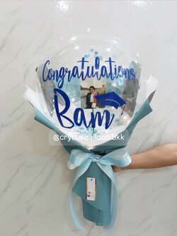 Flower Balloon รับปริญญา ดอกกุหลาบแดงประดิษฐ์ 1 ดอก พร้อม ติดรูป 1 รูป,สามารถใส่เงินได้ 30 ใบ พร้อมตกแต่ง สามารถเปลี่ยนข้อความ/เปลี่ยนสีได้