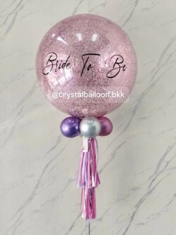 ลูกโป่ง Bride To Be Bubble 24” กลิตเตอร์สีชมพู 1 ลูก พร้อมตกแต่ง สามารถเปลี่ยนสีลูกโป่ง/เปลี่ยนข้อความ/เปลี่ยนขนาดได้
