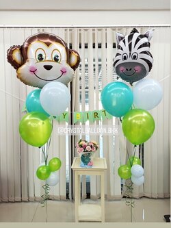 ลูกโป่ง วันเกิดเด็ก ช่อฟอยล์หัวลิงใหญ่ ช่อ 4 ลูก 1 ช่อ พร้อม ช่อฟอยล์หัวม้าลาย ช่อ 4 ลูก 1 ช่อ พร้อม ป้ายธง Happy Birthday 1 ชิ้น พร้อมตกเเต่ง สามารถเปลี่ยนสีลูกโป่ง/เปลี่ยนสี-ป้ายธง/เปลี่ยนฟอยล์ตกแต่งได้