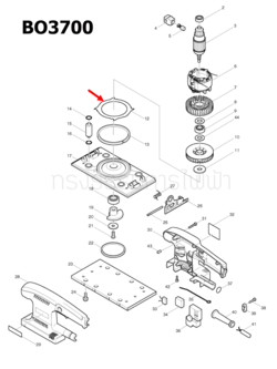 PLATE เครื่องขัดกระดาษทราย Makita BO3700 [#12] Pn.344832-8 (แท้) ##